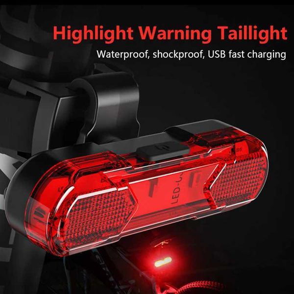 White red blue bicycle tail lights USB charging LED warning lights night bike tail lights mountain bike accessories Y240921