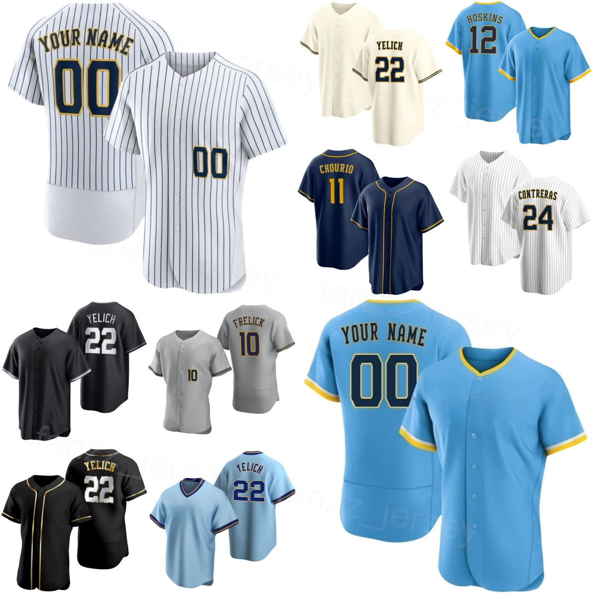 10 Sal Frelick Jersey 25-26 Baseball City Connect 24 William Contreras 12 Rhys Hoskins Jackson Chourio Brice Turang Christian Yelich Mans Youth Woma