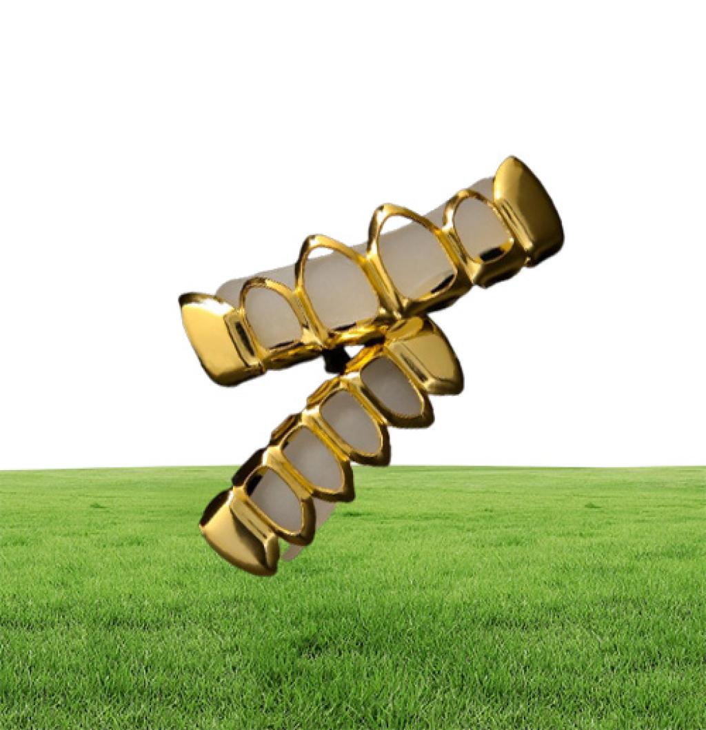 Men039s Hip Hop Teeth Grillz Sets 6 TopsBottom Hollow Smooth Gold Silver Dental Grills For women Rock Fashion Body Jewelry acc6089723