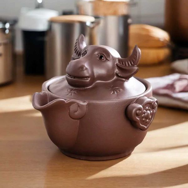 Embellished Handmade Master Tea Set with Quick Guest Cup - Original Purple Clay Twelve Zodiac Animals - Authentic Mine - Exquisi Y250117