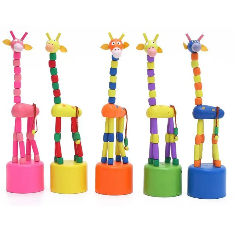 Cute Colorful Wooden Giraffe Pull Toy Finger Puppets For Kids Swing Dancing Animals Party Favors Bifthday Gifts Boys Girls