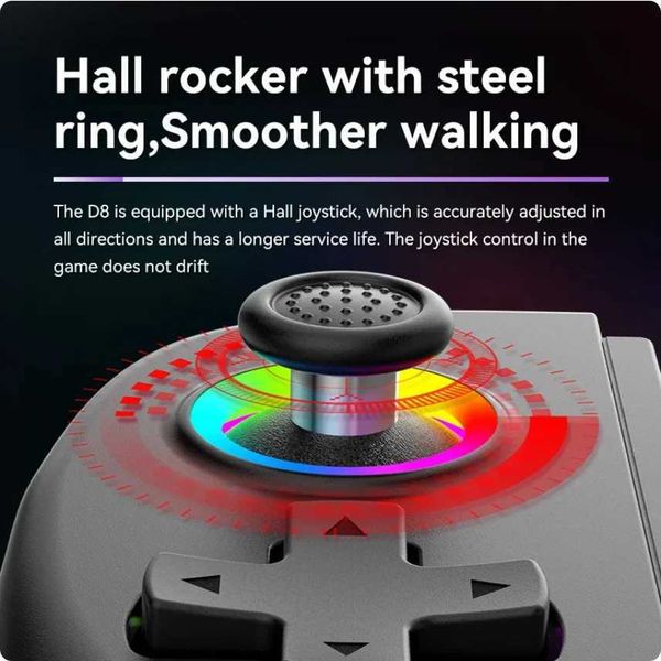 Game Controllers Joysticks Telescopic D8 Gamepad Controller Joystick Turbo 6-axis Gyro Vibration Wireles Bluetooth 5.2 for Android Switch IP