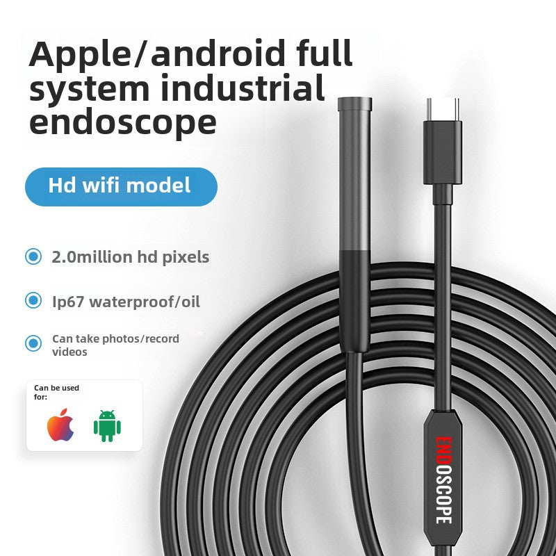 Triple Connectivity Professional Grade One-Lens High Resolution Endoscope for Smartphones via Type-C Interface