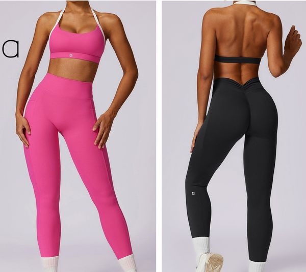 A109 Women Outdoor Sports Yoga Bra Top Pants Set Beauty Back Yoga Suit Leisure Tight Sports Running Fitness Women&#039;s Activewear Set