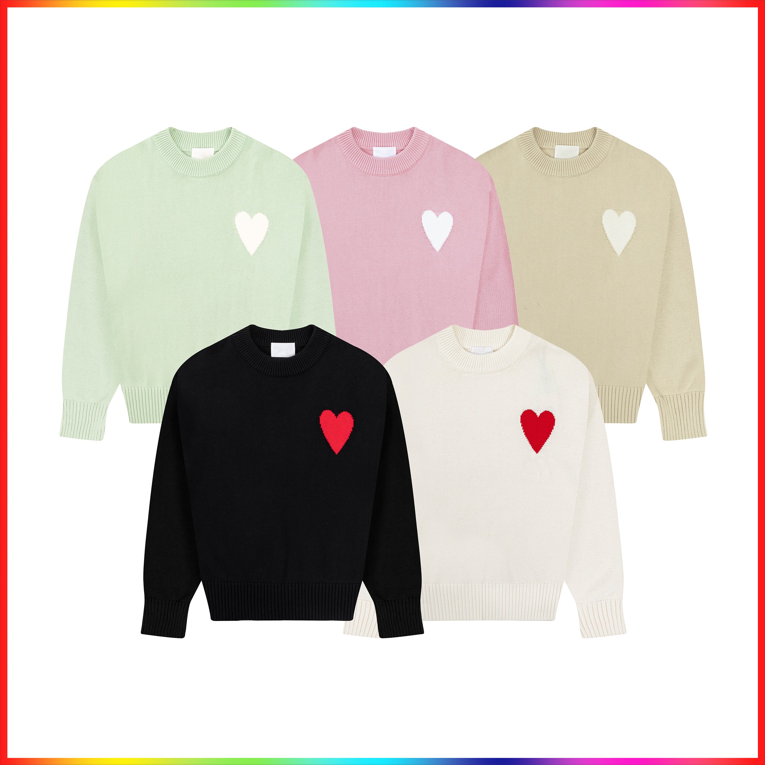 5A Designers Sweaters Paris Fashion A Heart Sweaters Mens Chest Embroidery a Heart Shaped Pattern Fashion Sweaters Women High End Jacquard knitting