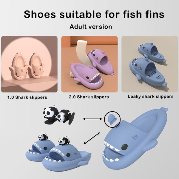 1Pair Panda DIY Shoes Accessories Night Glowing Lantern Unicorn Cute Strawberry Ice Cream Fins Shark Slippers Accessories