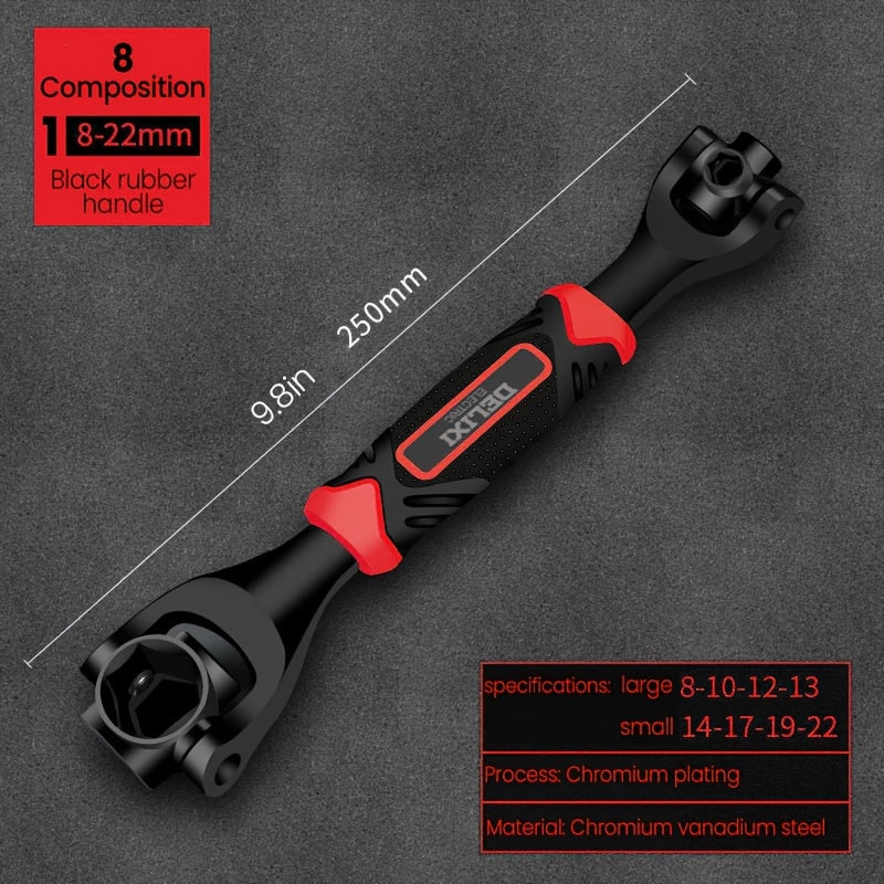 TEMU Electric 8in 1 Wrench - Non-slip Rubber Grip, Chrome Vanadium Steel, Durable, Hand Tool With 52 Functions