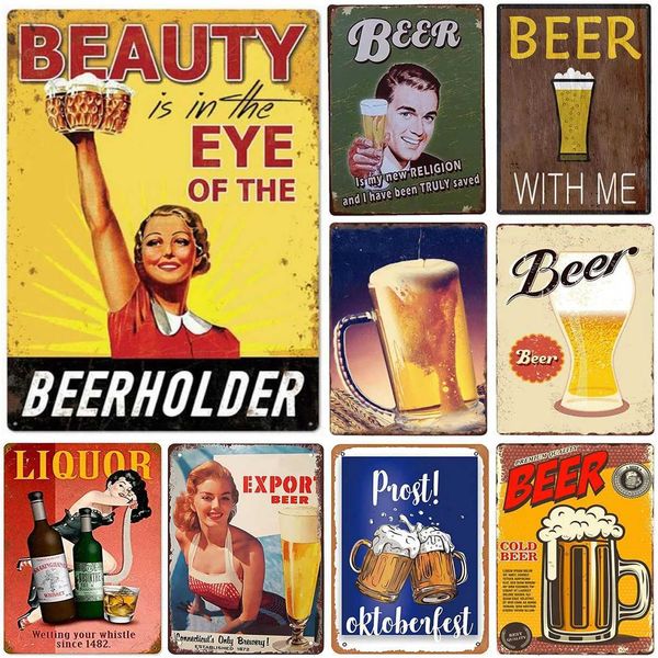 Vintage Metal Tin Signs Beauty is in the eye of beer holder Plate Wall Decor for Home Bar Garage Cafe Clubs Retro Posters Plaque Y240803