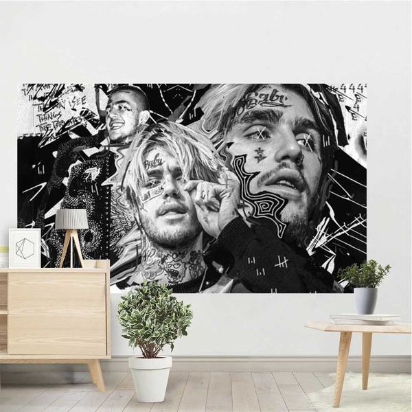 Lil Peep Rapper Tapestry Wall Hanging Tapiz 3D Printing Carpet Fashion Art Bohemian Wind Hippie Bedroom DecorC250205