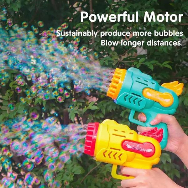 Baby Bath Toys Bubble Gun Kids Toys Electric Automatic Soap Rocket Bubbles Machine Outdoor Wedding Party Toy LED Light Children Birthday Gif