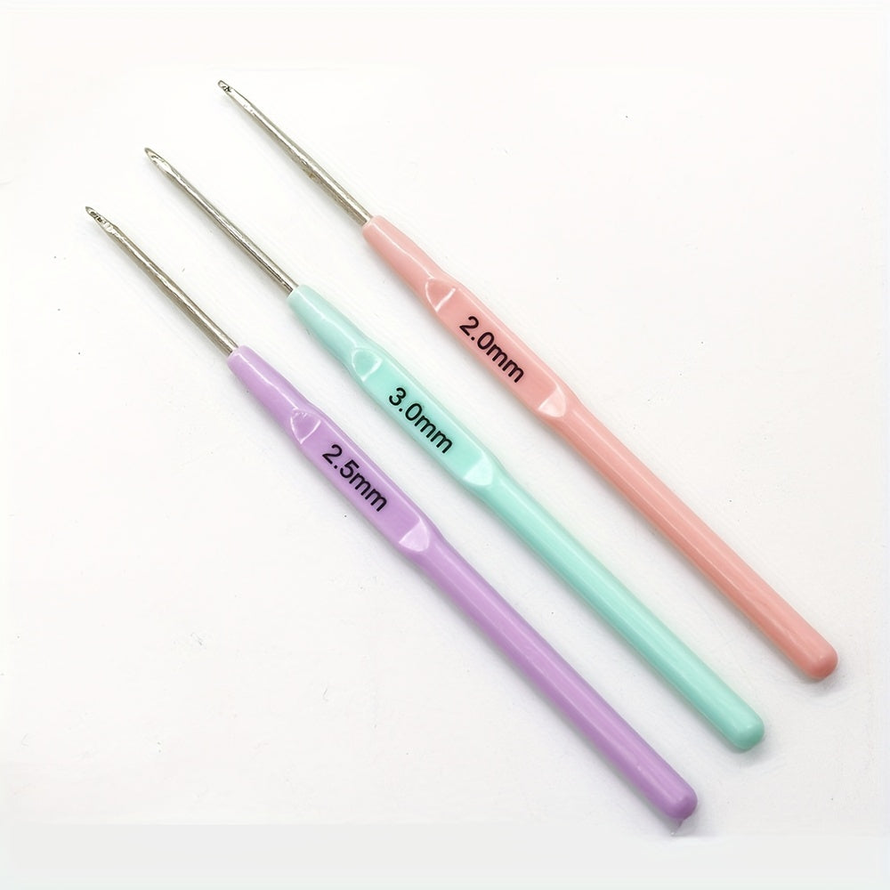 TEMU 3pcs Crochet Hooks Plastics Handle Knitting Needles For Yarn Diy Craft Nice Gift Women Knitting Tools