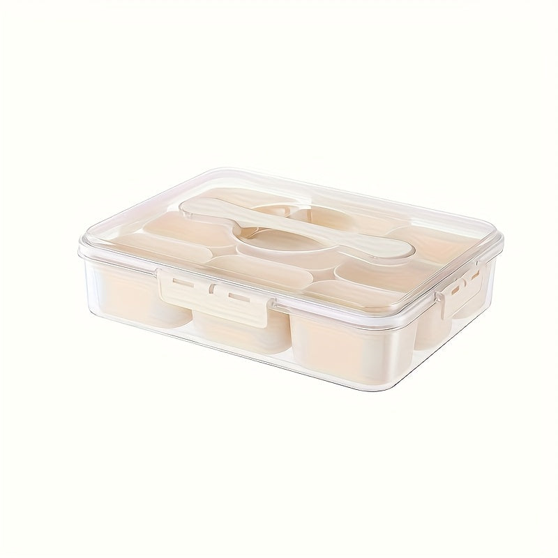 TEMU 1pc, Divider Tray With Lid And Handle (large 9 Compartments), Kitchen Storage Box, Divider Tray, Portable Snack Box, Kitchen Organizer, Candy