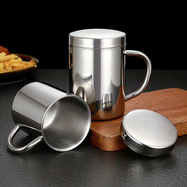 Double Wall Stainless Steel Coffee Mug With Lid Portable Travel Office Insulated Water Tea Milk Cups Tumbler Kitchen Drinkware