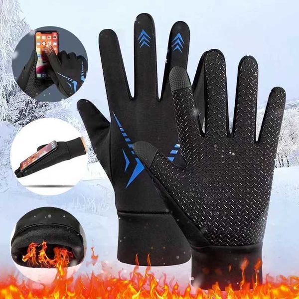Cycling Gloves WRELS Autumn Winter Warm Cycling Gloves Waterproof Thermal Touch Screen Riding Cycling Skiing Non-slip Winter Bike Gloves Men