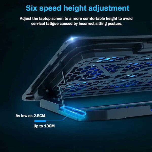 Laptop Cooling Pads Gaming Laptop Cooler Large Size For 2-18 Led Screen Laptop Cooling Pad 2300-2600 RPM 6 Fans 2 USB Ports Notebook Cooler