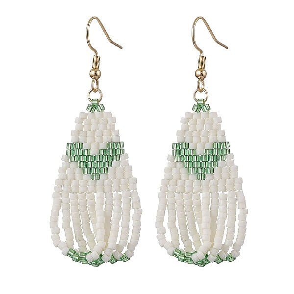 Boucle d'oreille pendante en acier inoxydable 304 avec verre