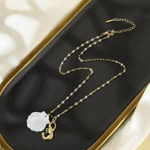 Collares colgantes de acero inoxidable 304 y concha natural de playa de verano para mujer