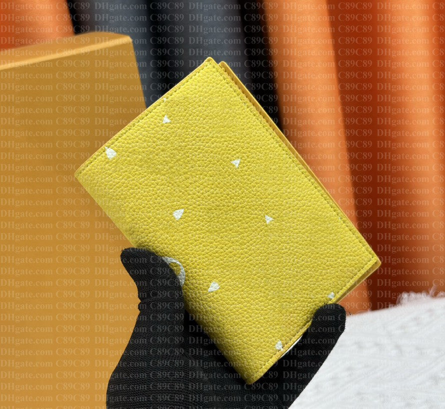 Designer Passport Holders High Quality Multiple Wallet POCKET ORGANIZER Leather Card Holder Yellow Wallets Money Purse Credit Short Clutch Bags Men