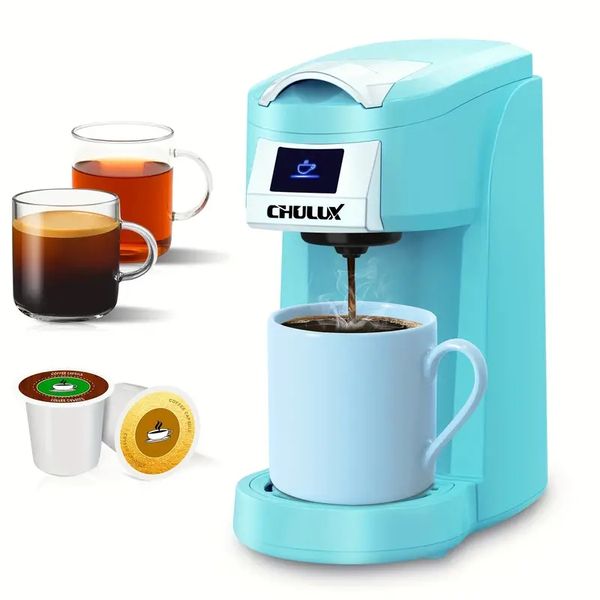 1pc Capsule Coffee Maker, CHULUX Upgrade Single Serve Coffee Maker For K CUP, Mini Coffee Maker Single Cup 5-12oz Coffee Brewer, 3 In 1 Coff