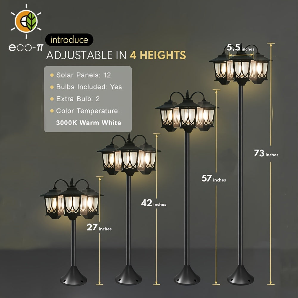 TEMU Outdoor Solar Post Lights Solar Powered With Planter, Aluminum Floor Lamps Outdoor Lights, 3-head Waterproof Street Lights For Garden, Pathway,