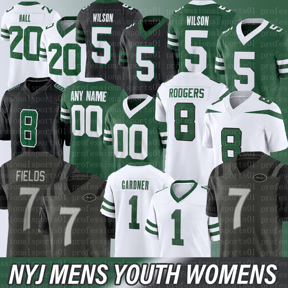 ny jet Jersey Aaron Rodgers Justin Fields Garrett Wilson Sauce Gardner Jermaine Johnson Quinnen Williams Football Jersey