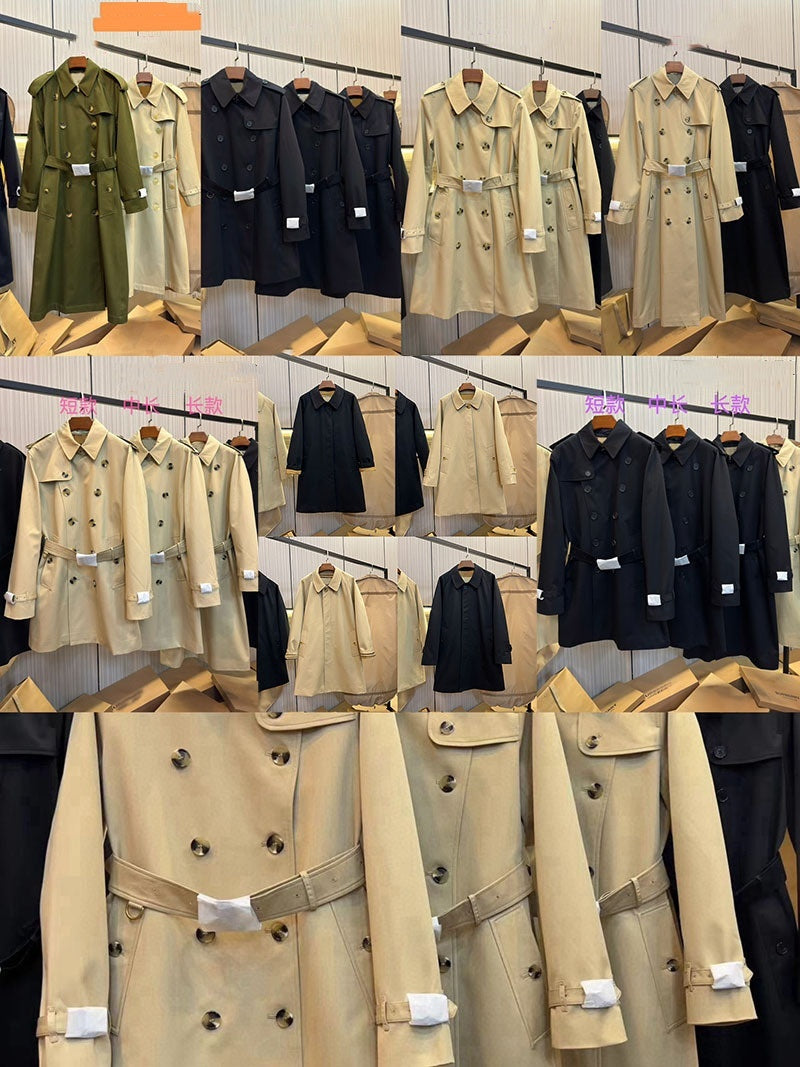 Men&#039;s Trench Coats Designer Jacket Business Mid-length Trench Coat High Street Lapel Single-breasted Punch Belt Slim Same style for ladies