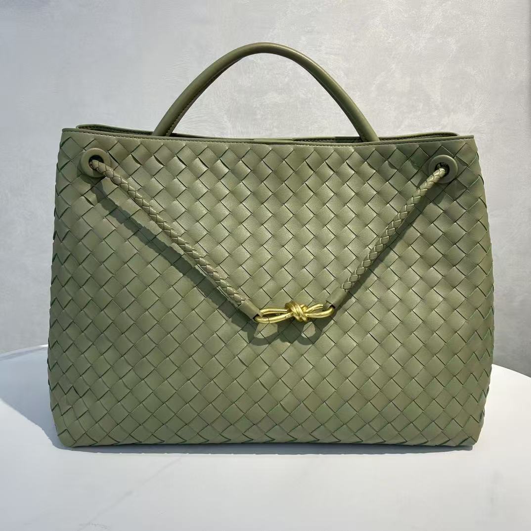 Designer Knitting Woven Top handle bag Large Brown Suede Tote Bag Handbag Crocodile leather with signature knot detail and sliding cross-body strap