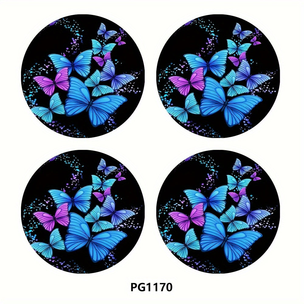 TEMU 4pcs Car Coaster, 2.75in Round Pu Leather Trim Car Coaster, , Beverage Mat For Car Interior Accessories, Decorative Coaster
