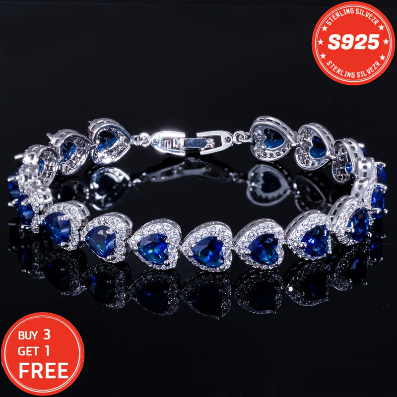 TEMU Fashionable And Exquisite - High-end Blue Heart-shaped Full- Bracelet - Suitable For To Sisters, Mothers, Anniversary, Christmas, Thanksgiving,