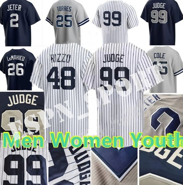 99 Aaron Judge Yankee Mens Women Youth Baseball Jersey Anthony Volpe Anthony Rizzo Derek Jeter DJ LeMahieu Josh Donaldson Giancarlo Stanton