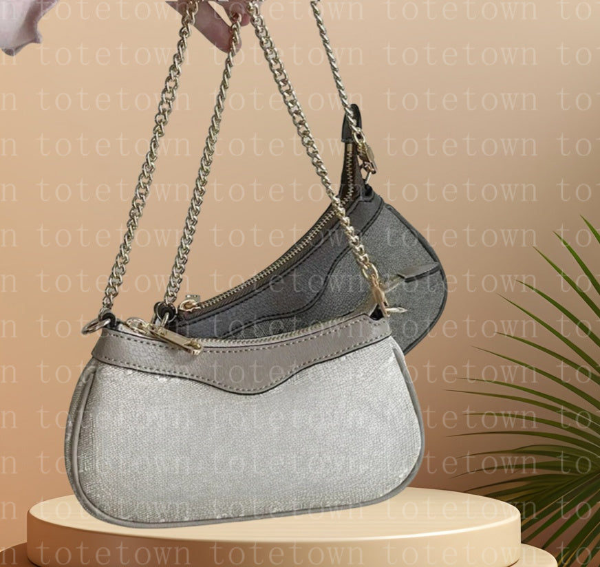 Designer fashion underarm chain bags womens half moon luxury Clutch Shoulder bags handbag mini armpit versatile simple pouch bags 764960