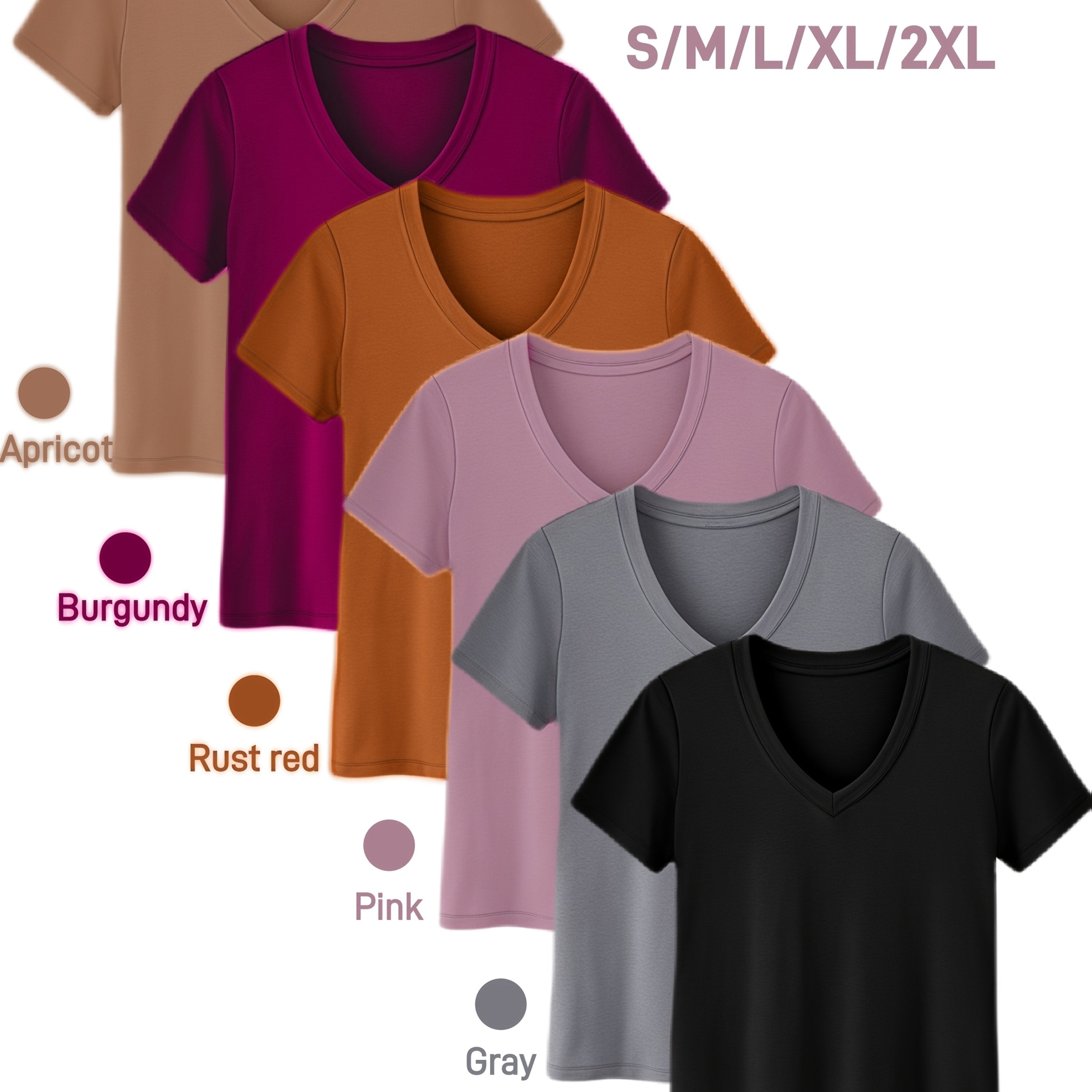 TEMU 3 Pack Women's Slim-fit V-neck T-shirts - --white Short Sleeve Summer Tops, Breathable Casual & Dressy Blouses, Machine Washable Shirts For