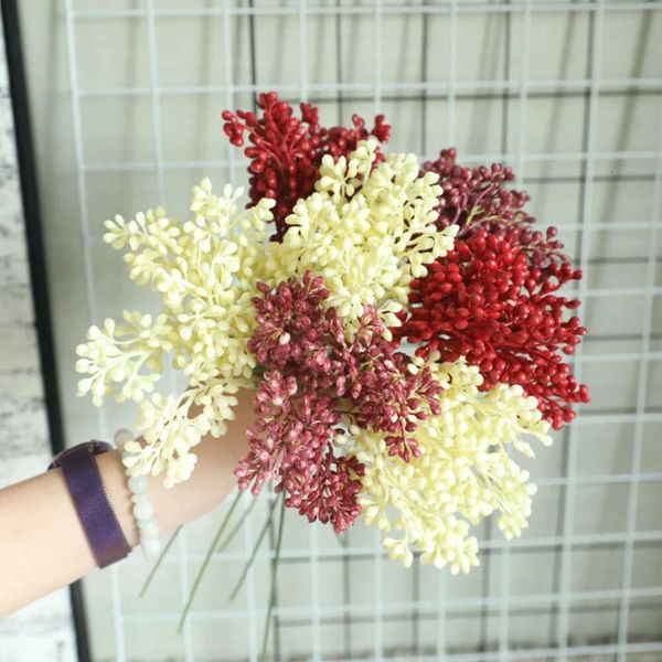 Branch 5 Fruit 10Pcs-Lot Heads Simulation Artificial Flower Fake Flowers Wedding Decorations Plants Accessories Home Display Flores s