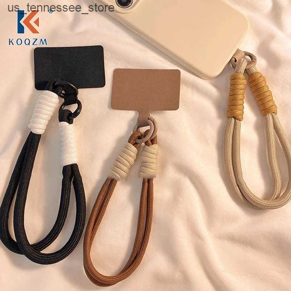 Cell Phone Straps Charms INS Style Braid Mobile Phone Lanyard Fashion Solid Color Anti-loss Short Wrist Band Pendant Hanging Strap Rope W-Sp