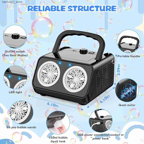 Novelty Games Novelty Games Automatic Bubble Machine Upgrade Blower with 2 Fans 20000 Bubbles Per Minute for Kids Portable Maker Ope 240202