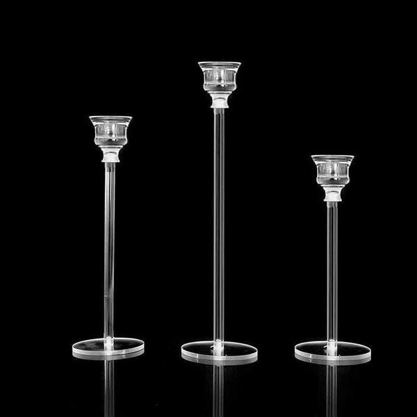 3Pcs-set Crystal Candlestick Holders Acrylic Dining table single head candle holder for Wedding party Decor CenterpiecesC241029