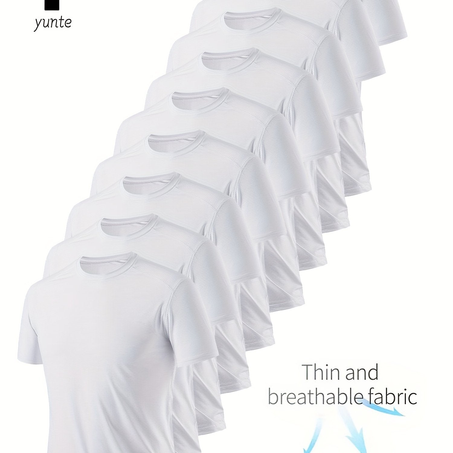 TEMU 9pcs Men's Quick-dry T-shirts - Breathable, Sweat Absorbent Crew Neck Tees For Gym, Running & Training | Lightweight & Comfortable