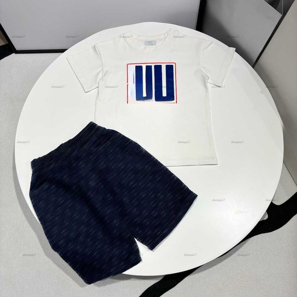 Top baby T-shirt set Summer two-piece child tracksuits kids designer clothes Short sleeved and Grid printing Denim shorts