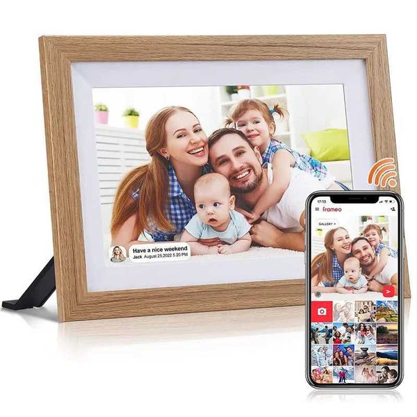 10.1 inch wifi cloud digital photo frame ios android APP remote digital photo frame wooden digital frame T250118