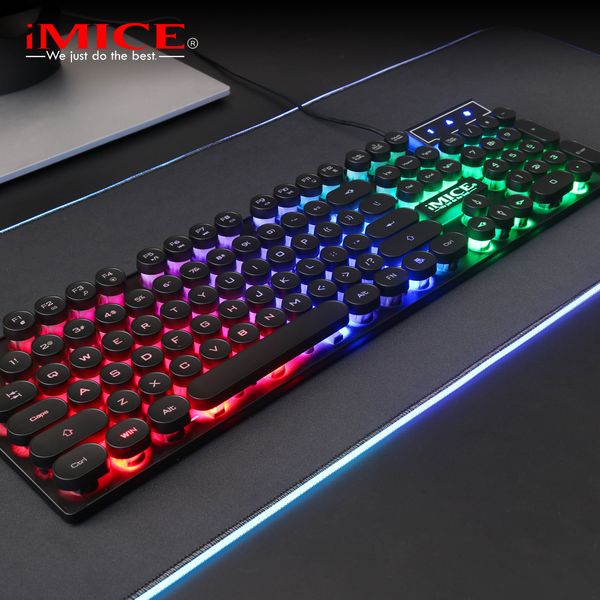IMICE USB Desktop Punk Mechanical Hand Feel Suspended Round Hat Esports Glow Game Keyboard