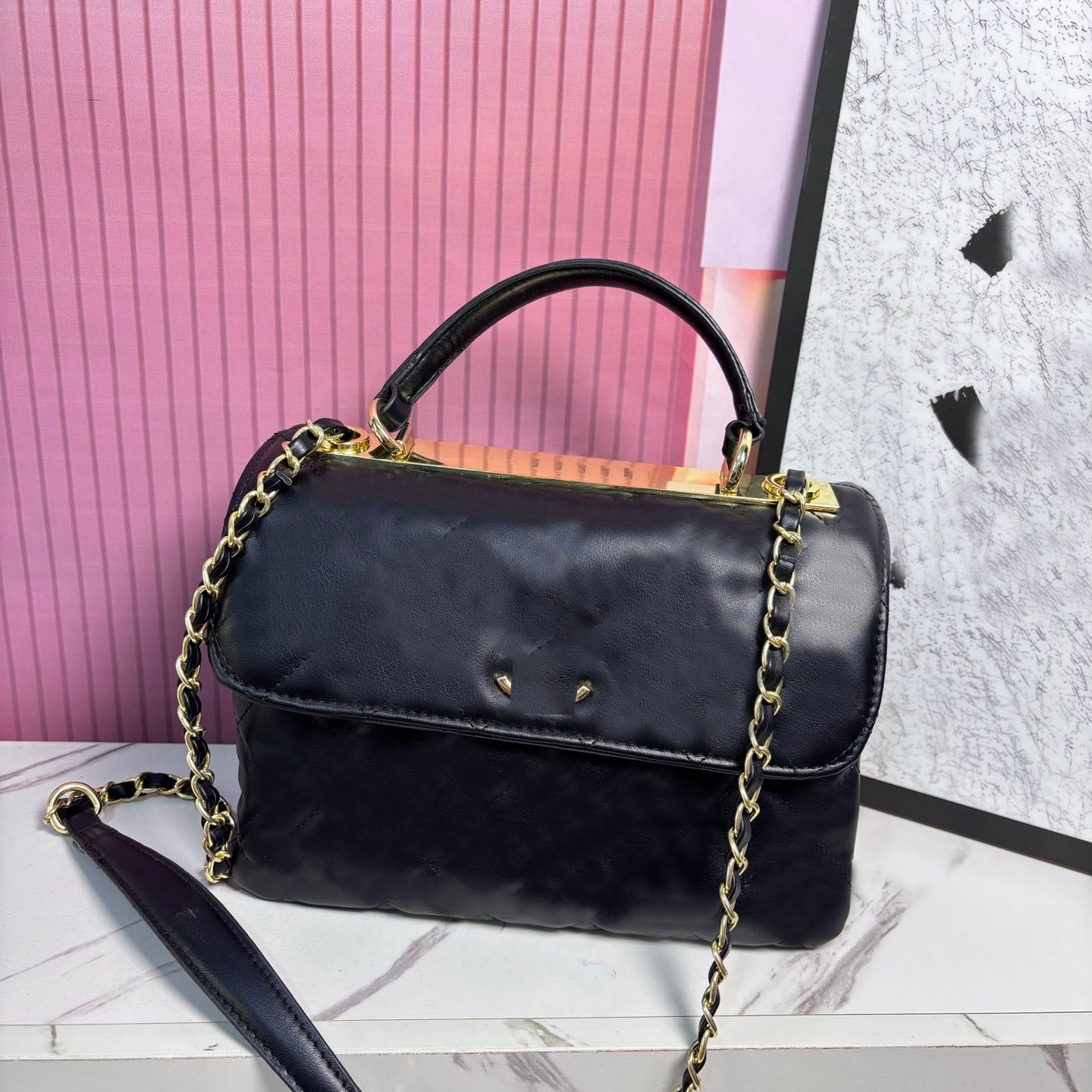 Designer shoulder bag cowhide new bowling diamond grain large capacity handbag Casual fashion shoulder trend women&#039;s bag Travel backpack hipste