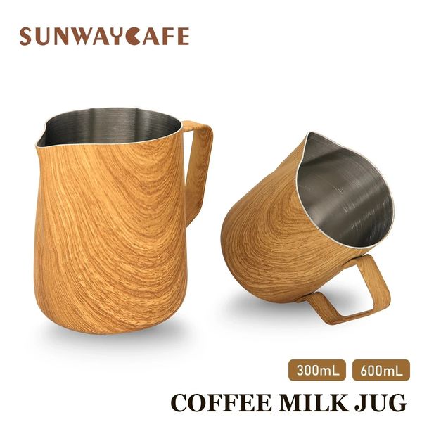 Stainless Steel Milk Frothing Pitcher Coffee Milk Jug Pull Flower Latte Cup Espresso Frother Mug Barista Tool 300 ml 600ml 240808