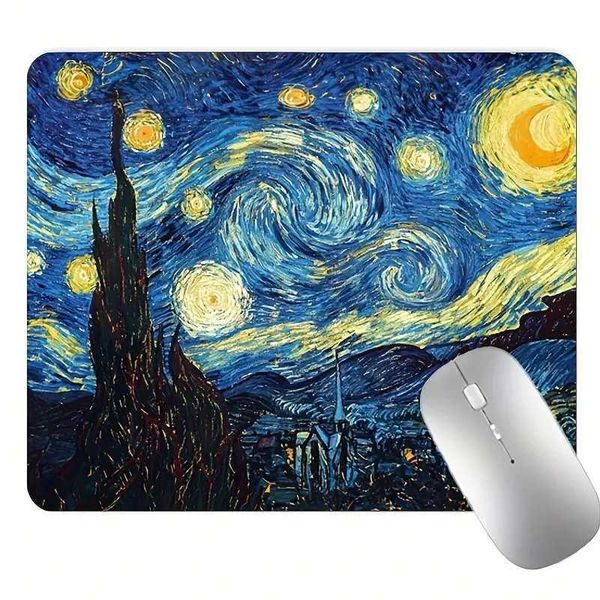 Van Gogh oil painting Game Mouse Pad Rubber Art Speed Painting Mousepad Small Size For 200x240x2mm Gaming Mouse O250118