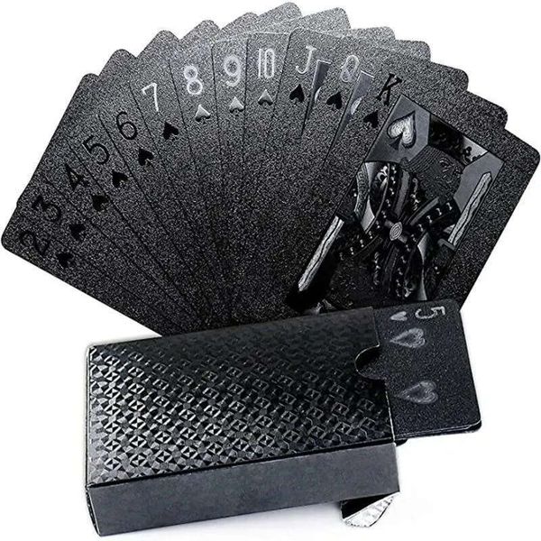 Black Game One Deck Gold Foil Pokers Plastic Poker Playing Card Waterproof Cards Board Games