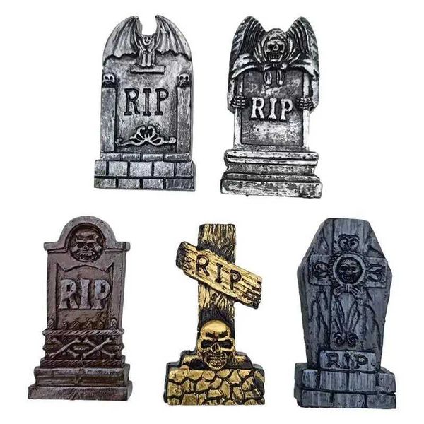 Halloween Statues Miniature Tombstone Resin Statue Mini Decorations For Aquarium Ornaments Outdoor Y240801