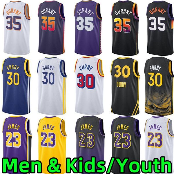 30 Stephenn Curry Basketball Jerseys Men Youth Kids Jersey 35 Kevinn Durant 23 James City 75th adult children Wear edition