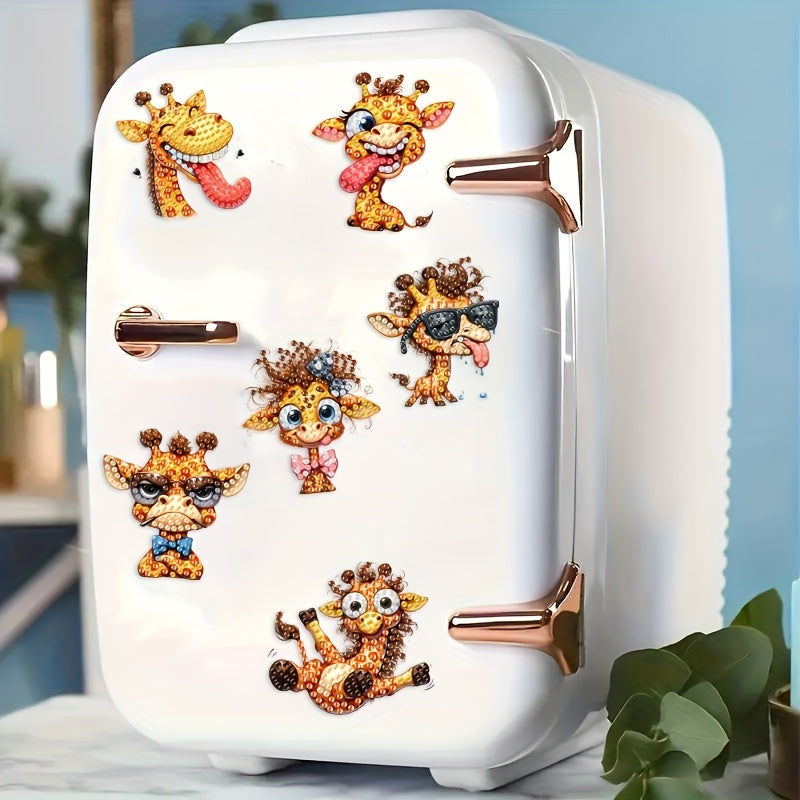 TEMU 6pcs Diy Giraffe Diamond Painting Refrigerator Sticker Home Decoration Living Room Decoration Post- Birthday Gift Suitable For Diamond Painting