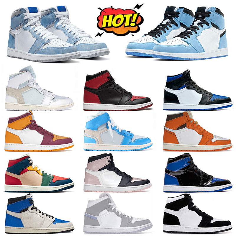 Mens sneakers 1 1s basketball running shoes University Blue Patent Bred Mid Dutch Green Bubble Gum Denim Panda Multi Color womens outdoor sports tra