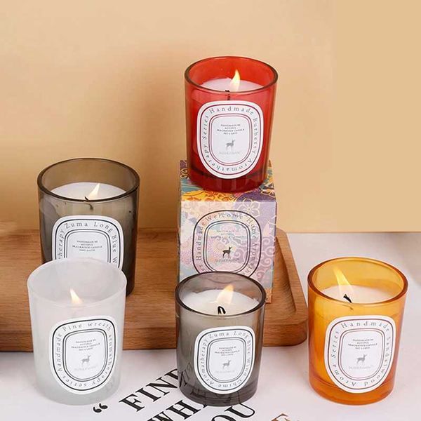 Smokeless aromatic candles glass cups natural soy wax scented candles birthday party decorations candles guest gifts W240813