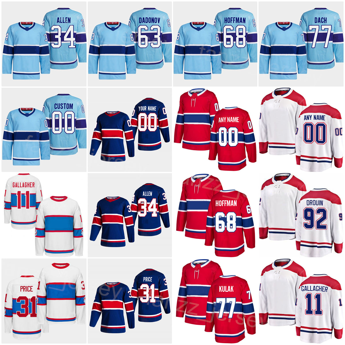 Reverse Retro 2023 Hockey 92 Jonathan Drouin Jersey 23 Sean Monahan 77 Kirby Dach 34 Jake Allen 63 Evgenii Dadonov 31 Carey Price 68 Mike Hoffman 11